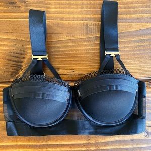 NWOT Honey Birdette Luxury Lingerie Vienna Black Sexy Strappy Bra Size 32D